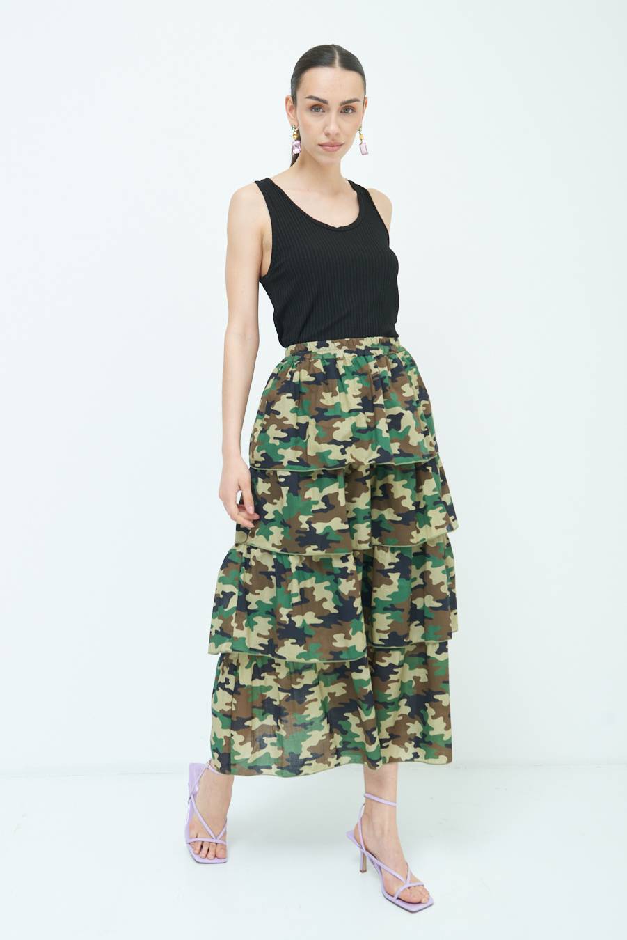 Kikisix GONNA BALZE CAMOUFLAGE VERDE MILITARE Shopping Online
