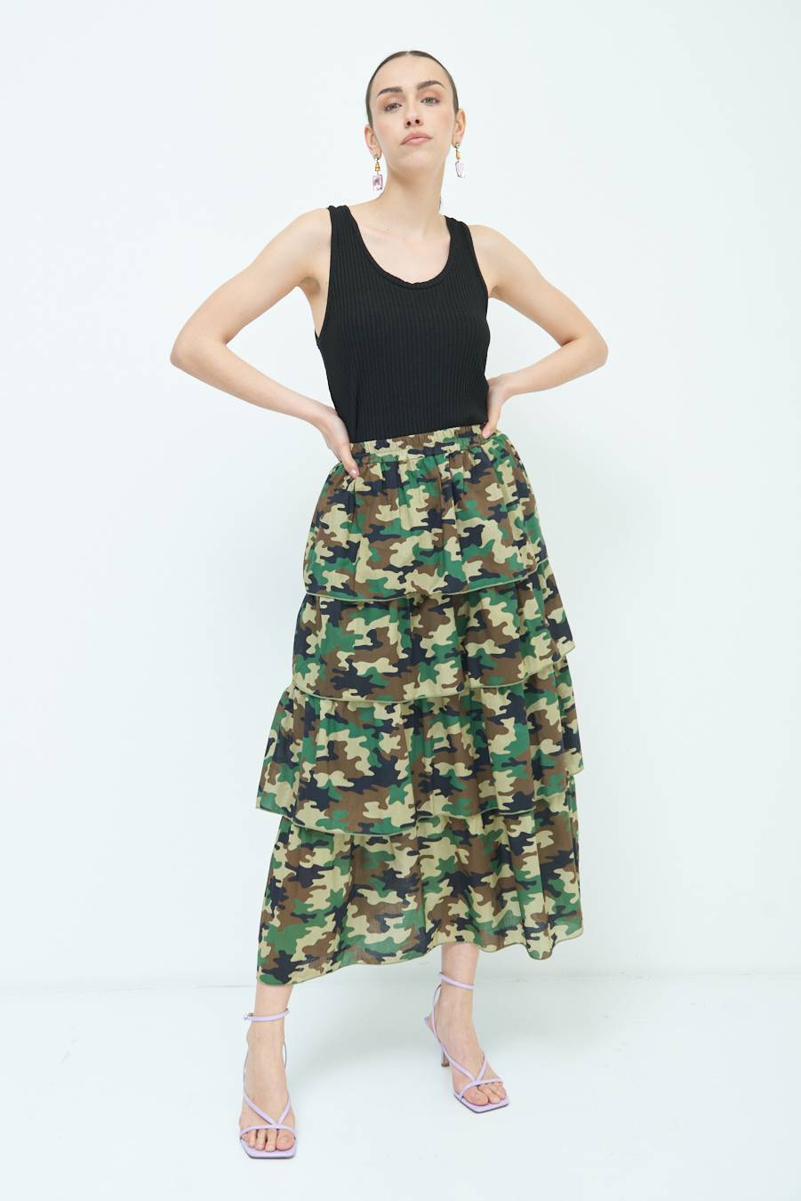 Kikisix GONNA BALZE CAMOUFLAGE VERDE MILITARE Shopping Online