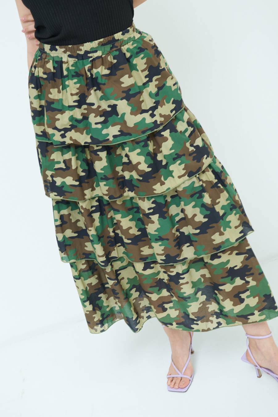 Kikisix GONNA BALZE CAMOUFLAGE VERDE MILITARE Shopping Online