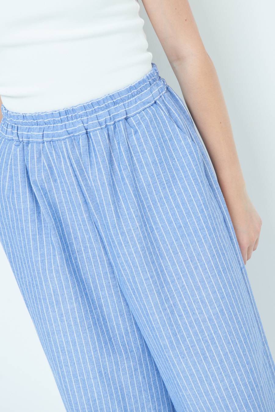 Kikisix PANTALONE CROP ELASTICO RIGHE BLU Negozi Online