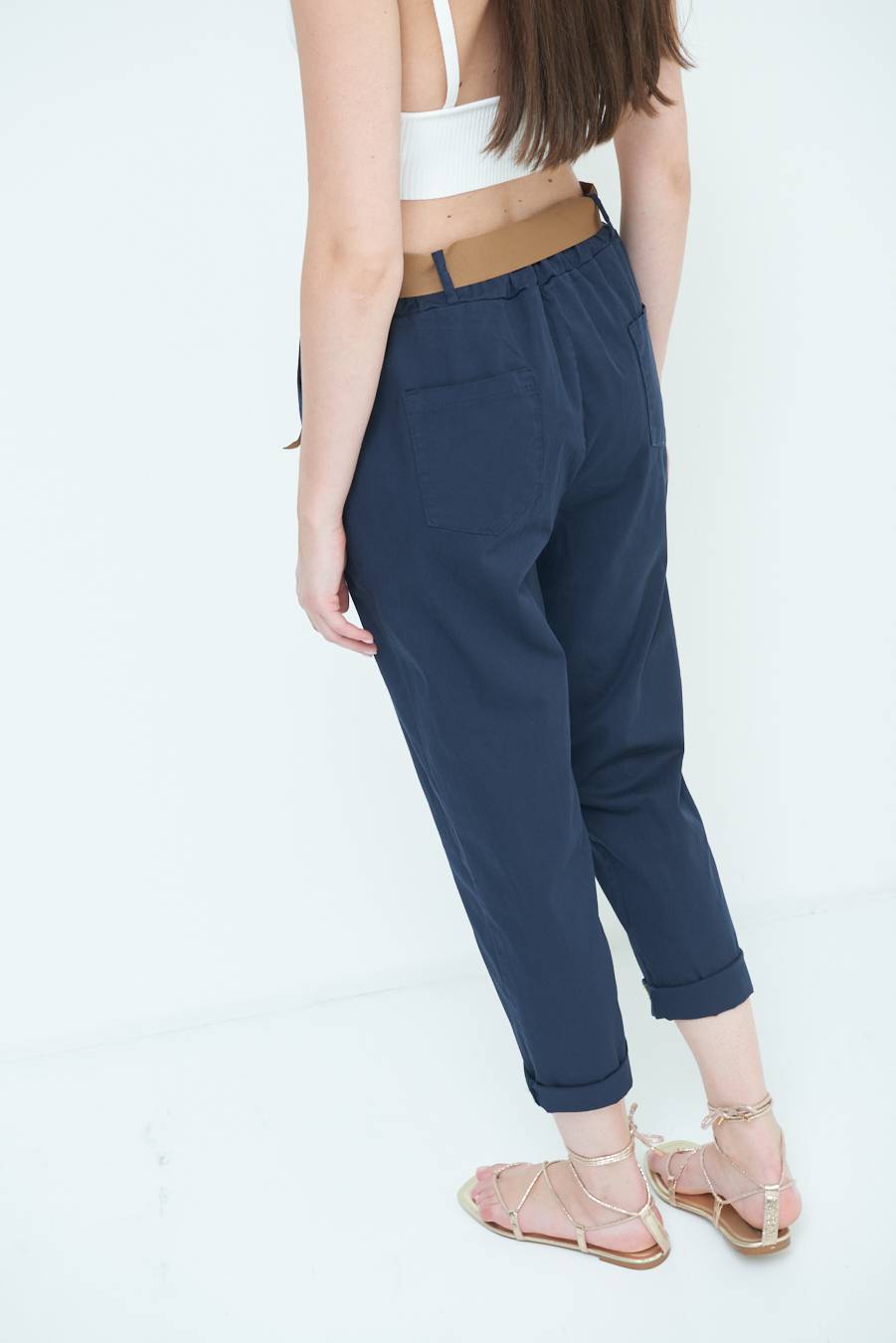 Kikisix PANTALONE DRITTO CON RISVOLTO BLU Consegna Veloce