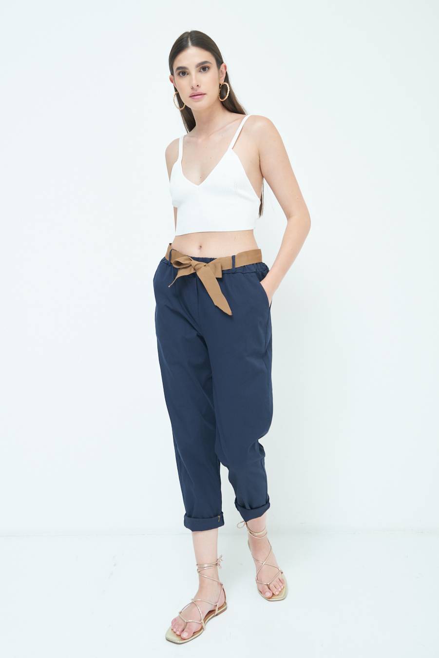 Kikisix PANTALONE DRITTO CON RISVOLTO BLU Consegna Veloce