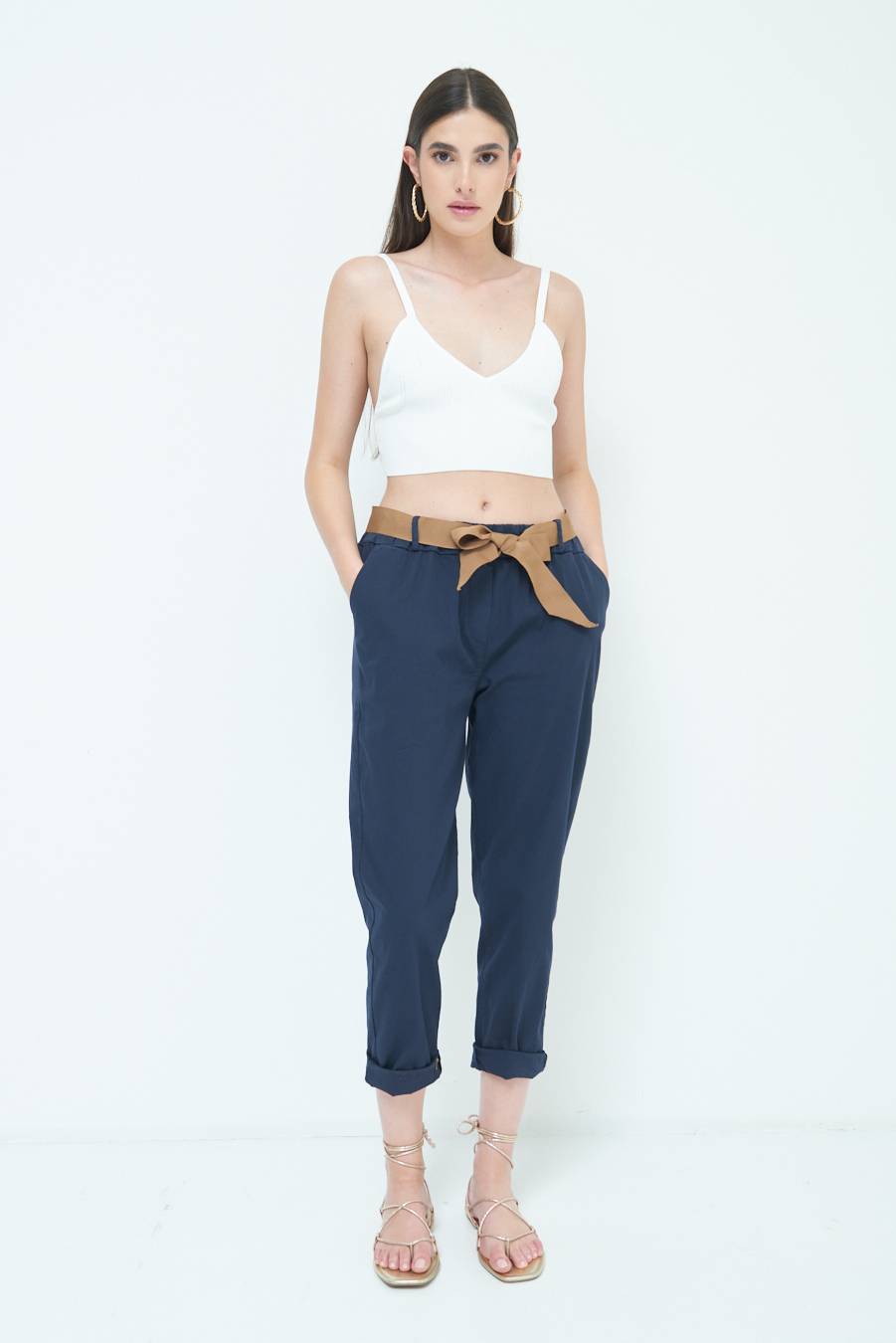 Kikisix PANTALONE DRITTO CON RISVOLTO BLU Consegna Veloce