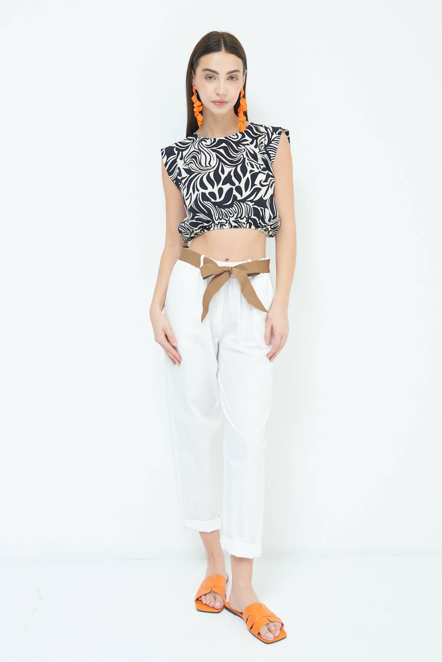 Kikisix PANTALONE DRITTO CON RISVOLTO BIANCO Fino Al -60%