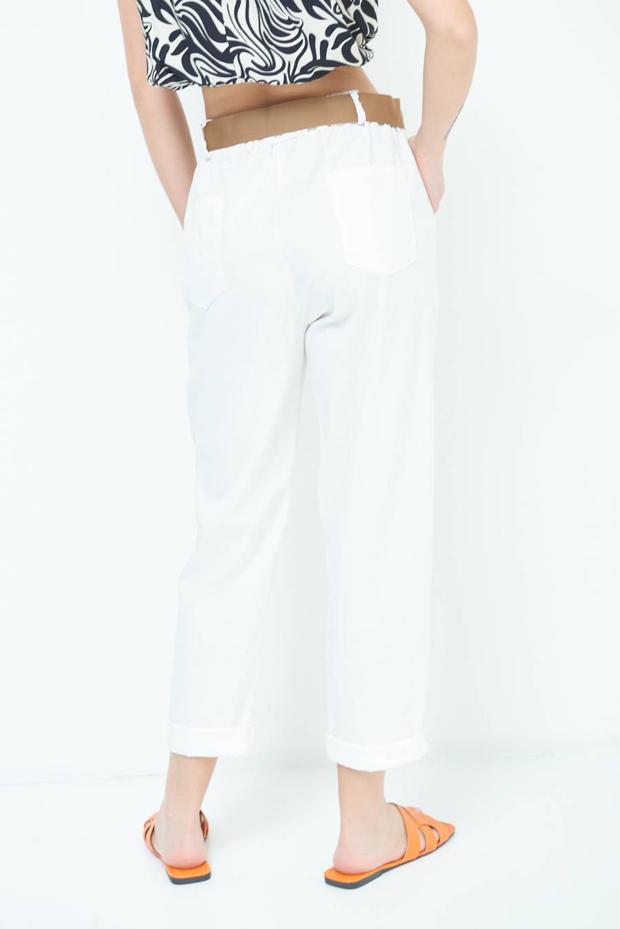 Kikisix PANTALONE DRITTO CON RISVOLTO BIANCO Fino Al -60%