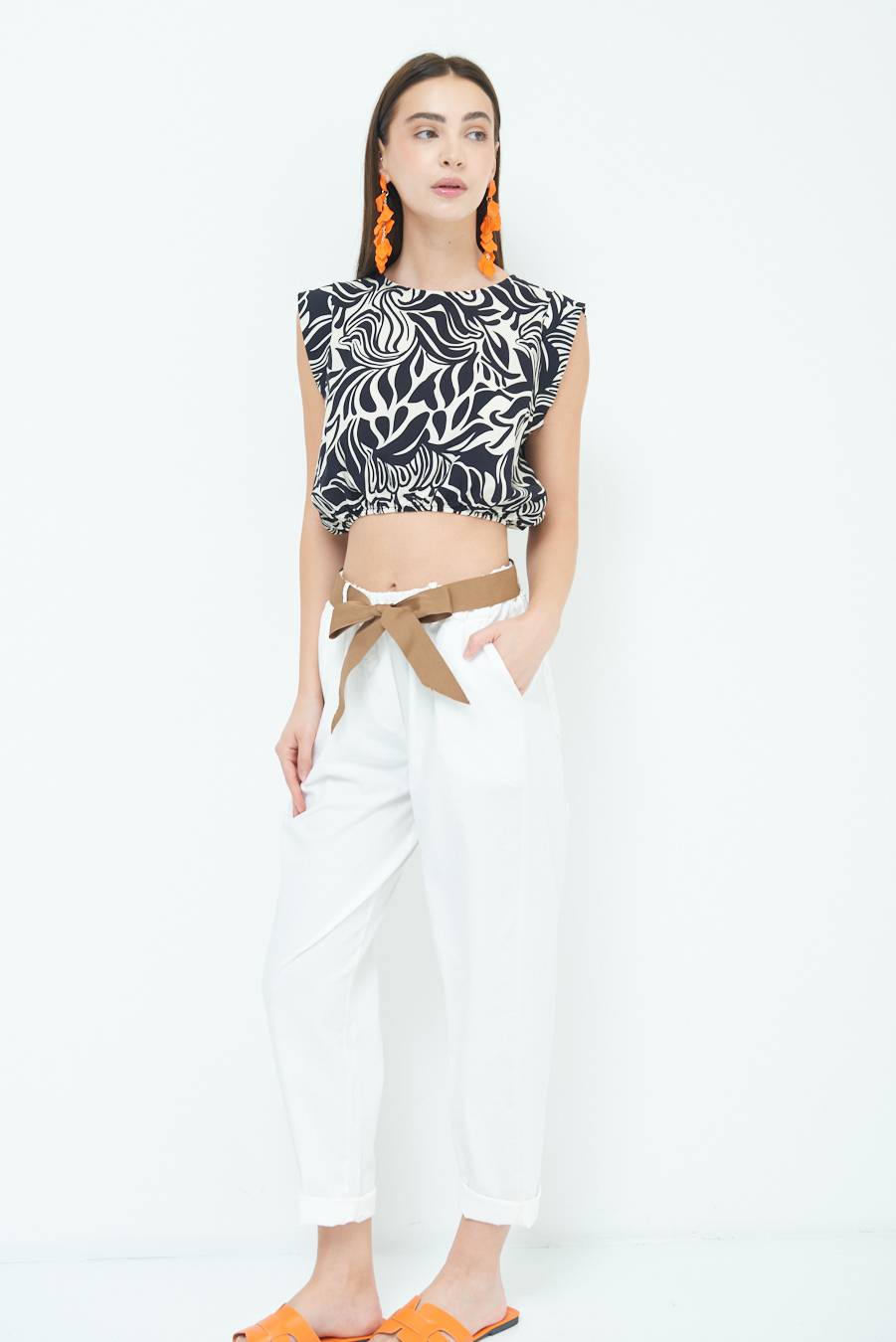 Kikisix PANTALONE DRITTO CON RISVOLTO BIANCO Fino Al -60%