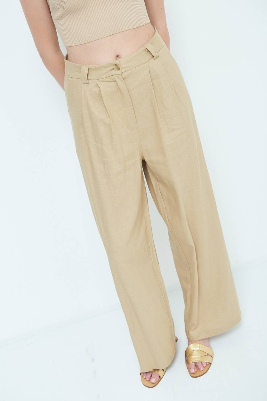Kikisix PANTA PALAZZO CON PINCE NATURALE Shopping Online