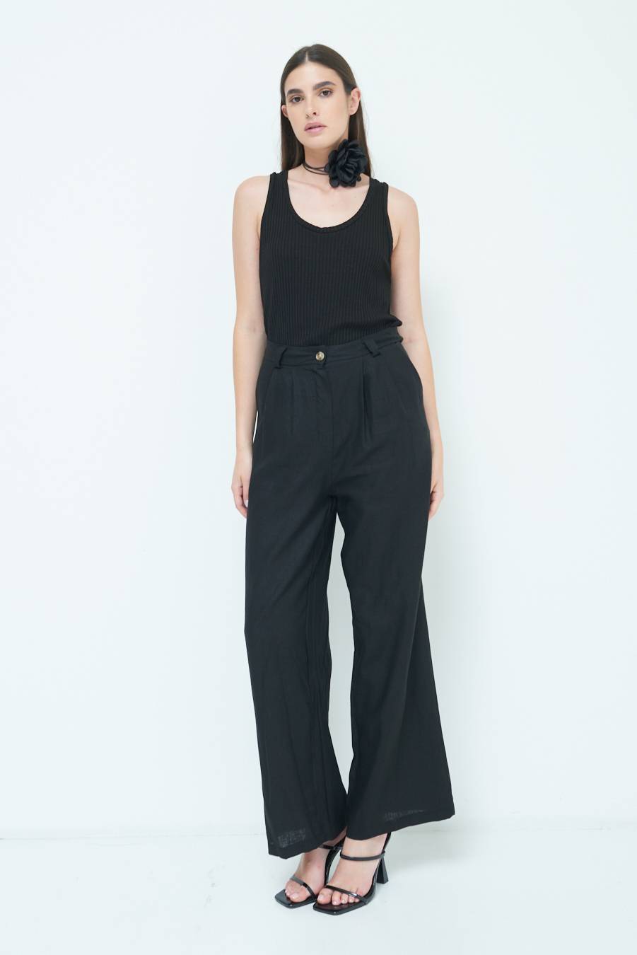 Kikisix PANTA PALAZZO CON PINCE NERO