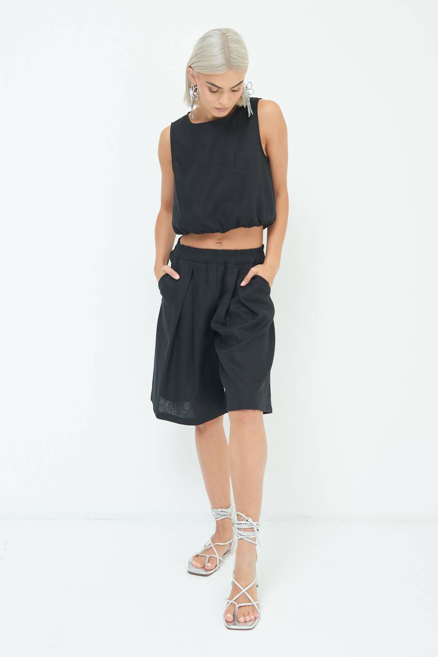 Kikisix BERMUDA CON PINCE NERO Sconto