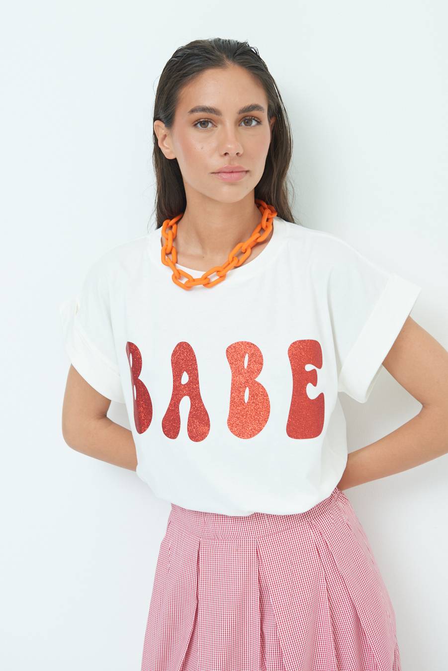 Kikisix T-SHIRT "BABE" ROSSO Spedizione gratuita