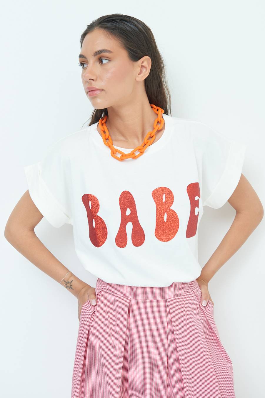 Kikisix T-SHIRT "BABE" ROSSO Spedizione gratuita