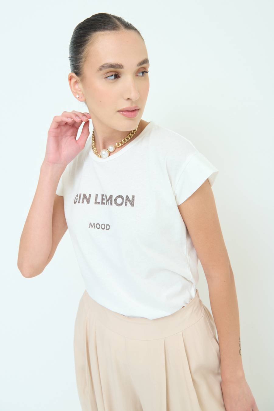 Kikisix T-SHIRT ''GIN LEMON'' CIOCCOLATO Offerta San Valentino