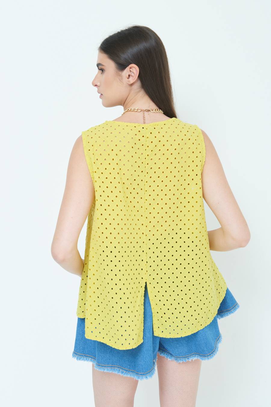 Kikisix TOP SMANICATO SANGALLO LIMONE Ritorno libero