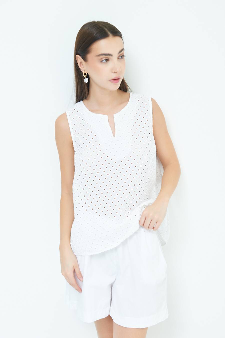 Kikisix TOP SMANICATO SANGALLO BIANCO ACQUISTA ORA
