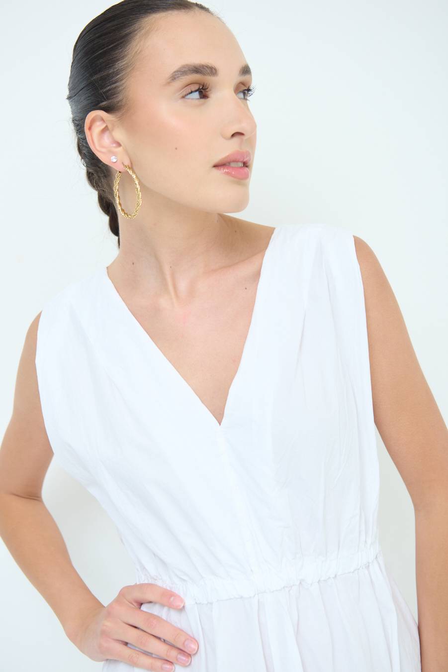 Kikisix ABITO MIDI CON ELASTICO BIANCO Black Friday Prezzi