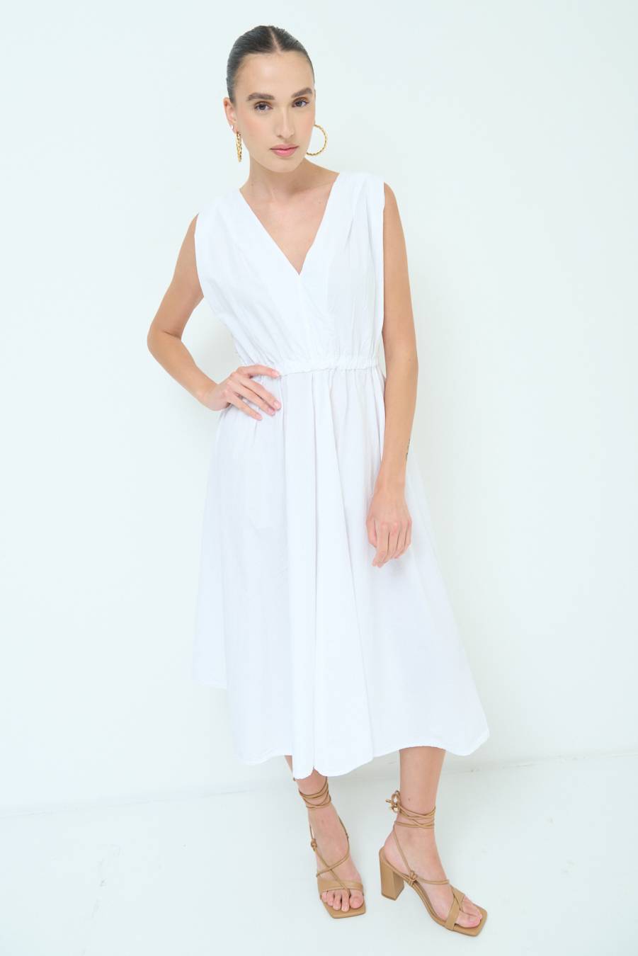 Kikisix ABITO MIDI CON ELASTICO BIANCO Black Friday Prezzi