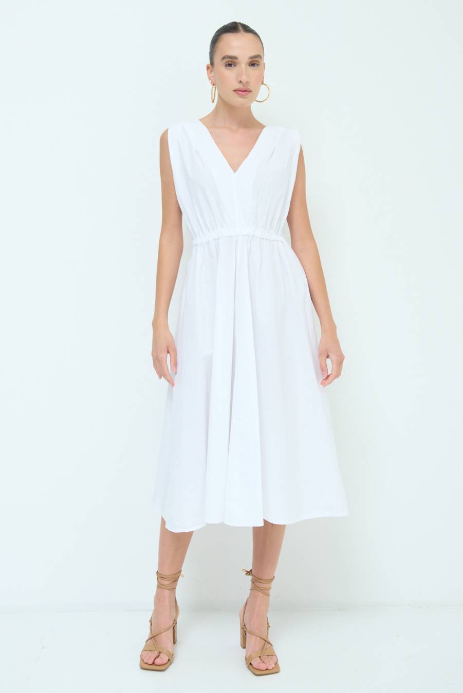 Kikisix ABITO MIDI CON ELASTICO BIANCO Black Friday Prezzi