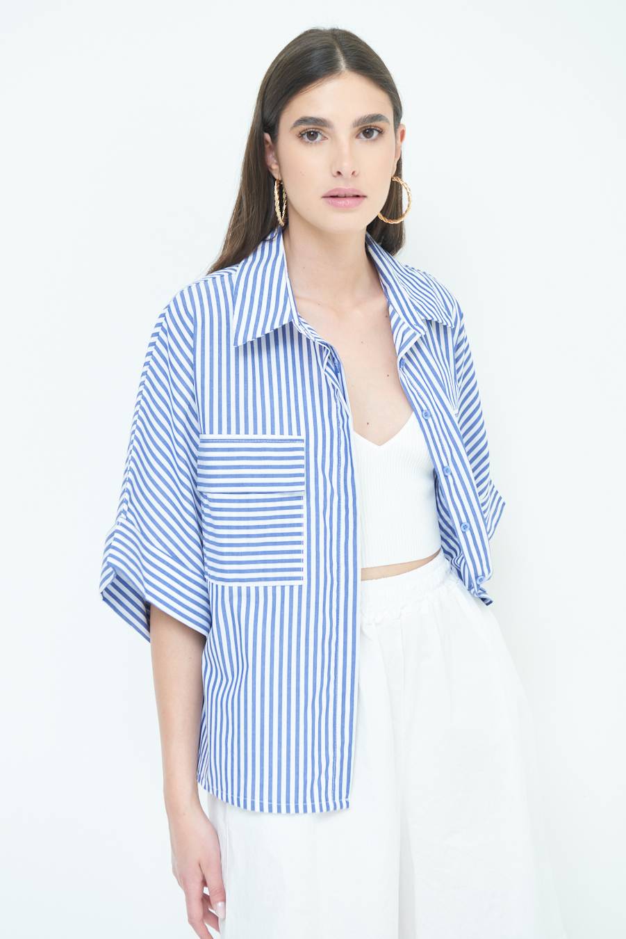 Kikisix CAMICIA OVER CON TASCHE BLU Offerta esclusiva