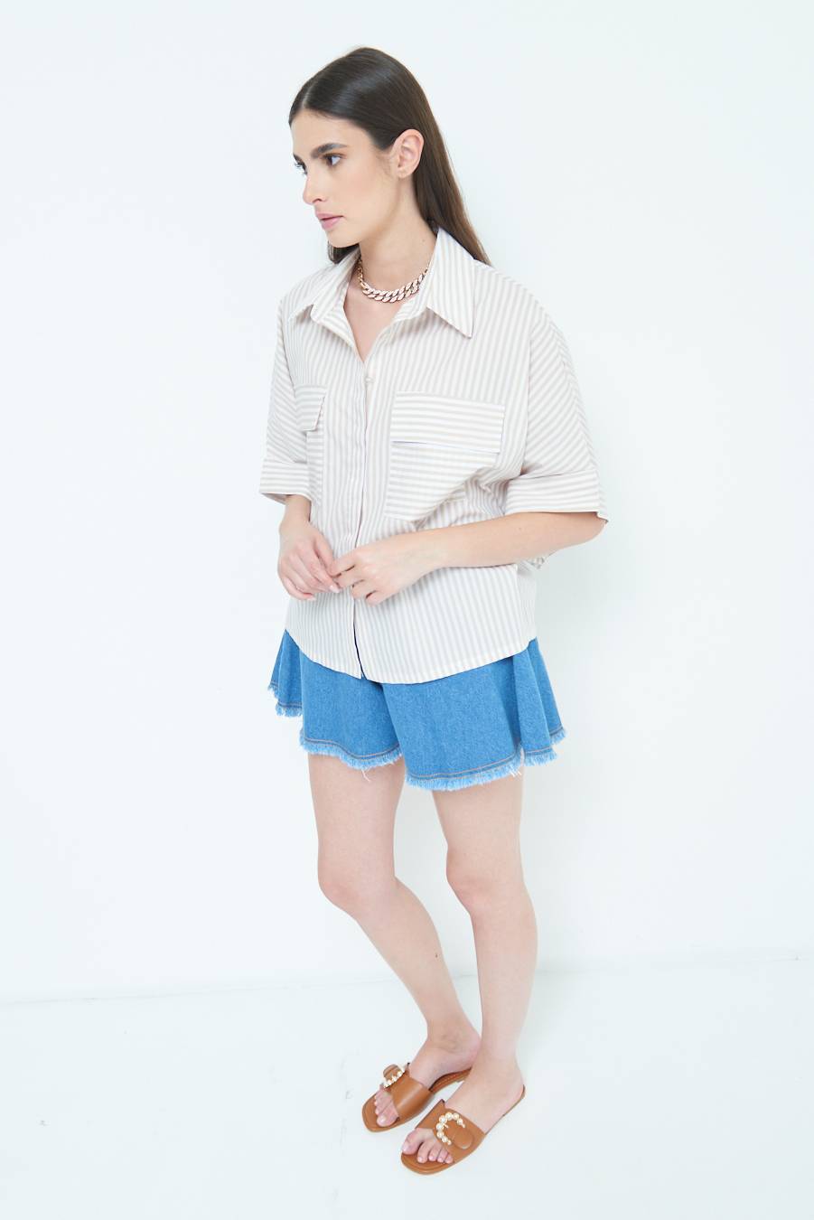 Kikisix CAMICIA OVER CON TASCHEBEIGE Vendite stagionali
