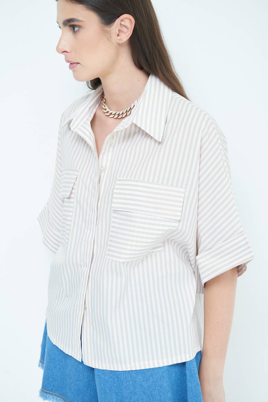 Kikisix CAMICIA OVER CON TASCHEBEIGE Vendite stagionali