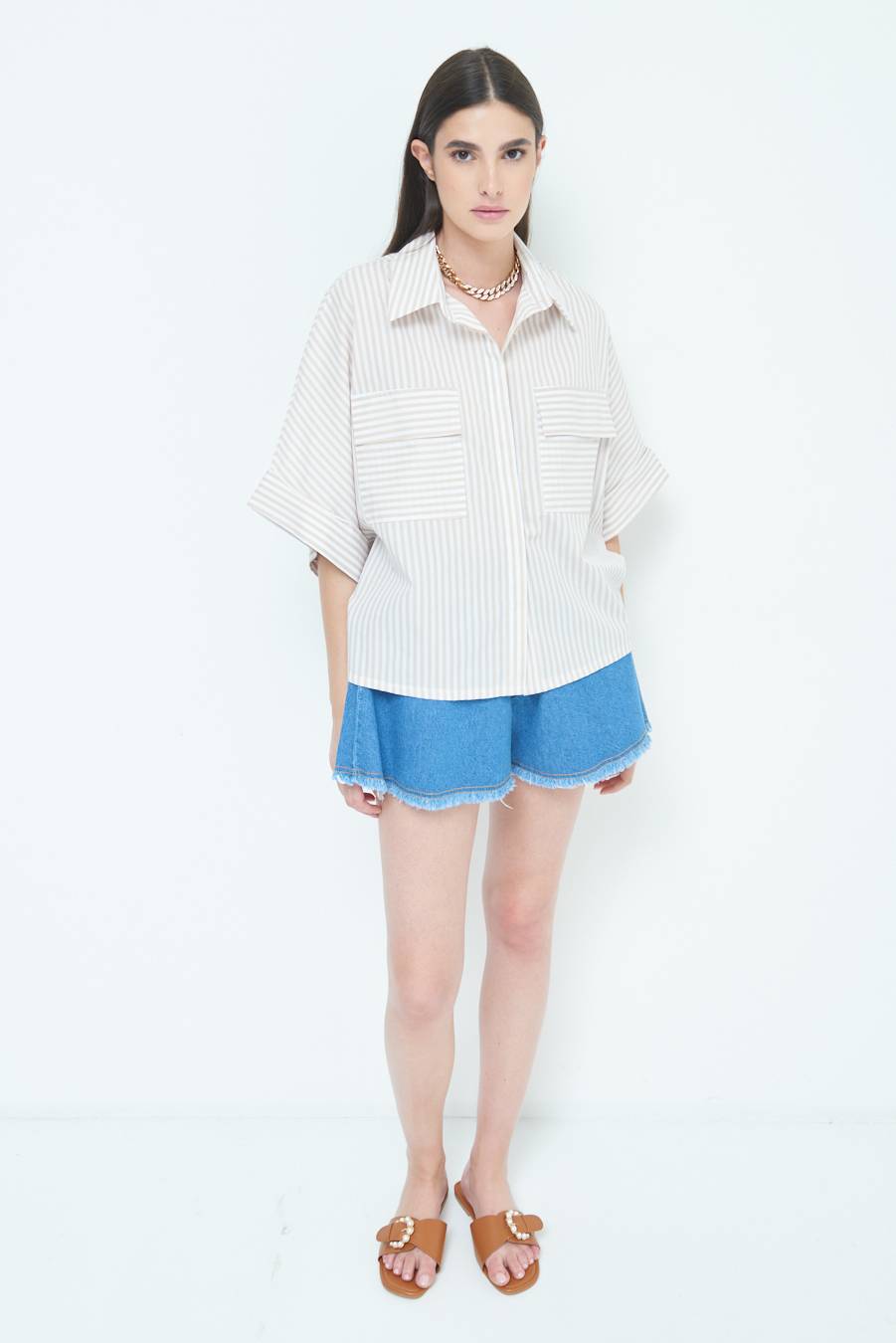 Kikisix CAMICIA OVER CON TASCHEBEIGE Vendite stagionali
