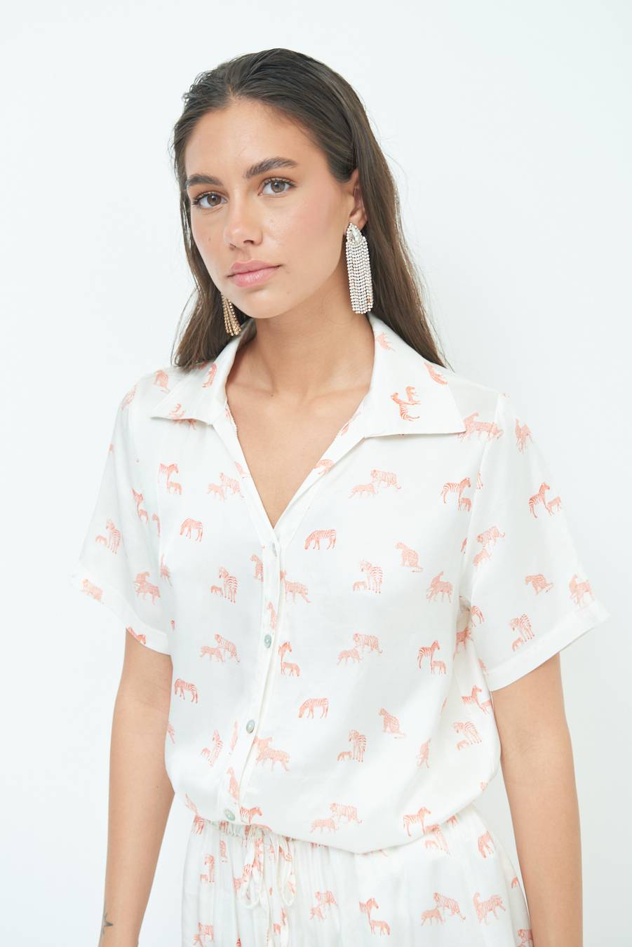 Kikisix CAMICIA MEZZA MANICA STAMPA ARANCIO Black Friday
