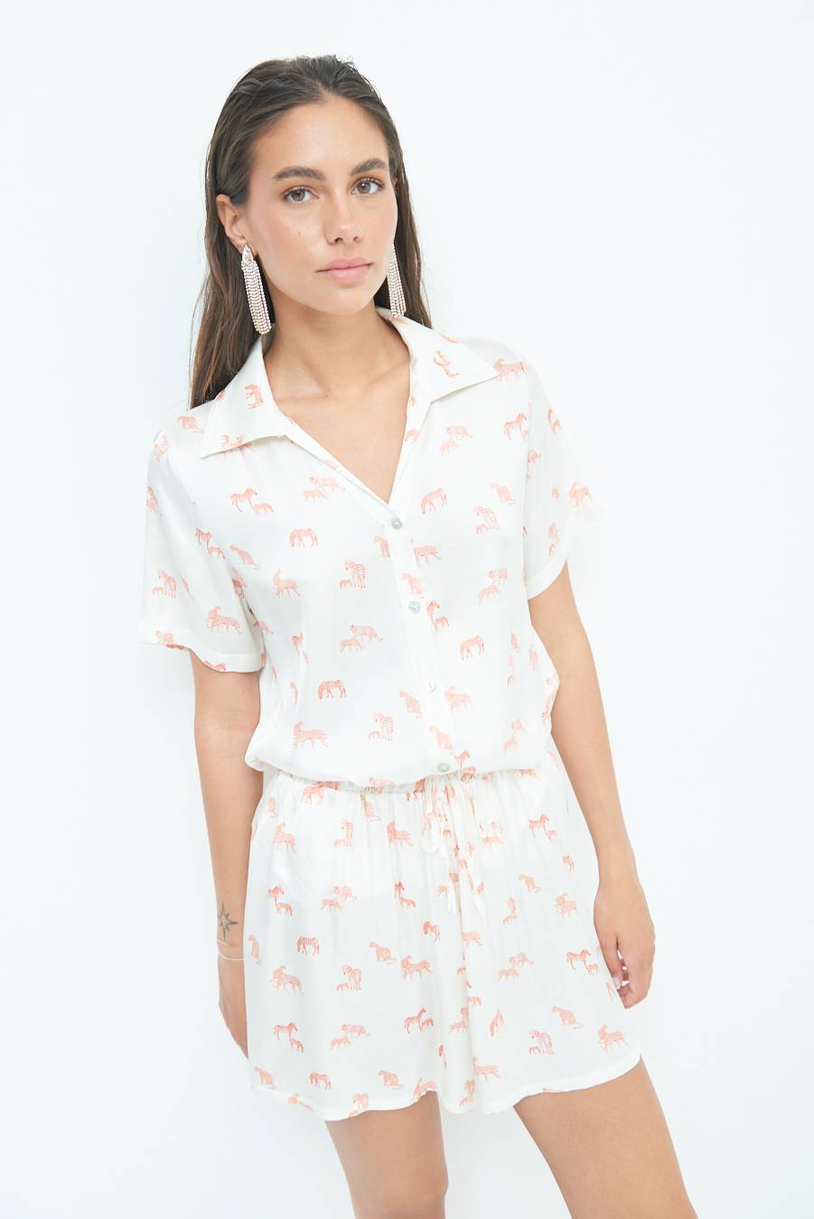 Kikisix CAMICIA MEZZA MANICA STAMPA ARANCIO Black Friday