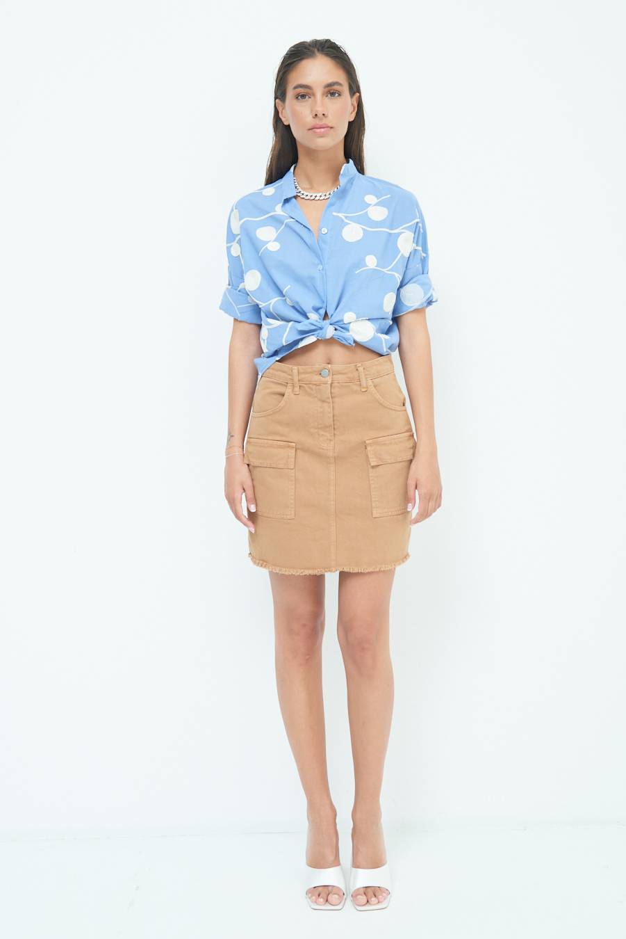 Kikisix CAMICIA NODO RICAMO CERCHIO CELESTE Cyber Monday
