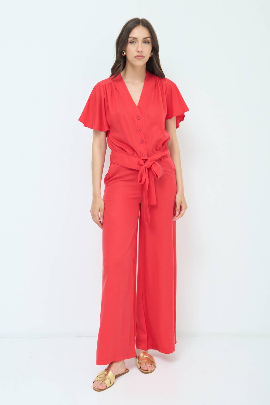 Kikisix CAMICIA SCOLLO AMPIO ROSSO Smaltimento dello stoccaggio