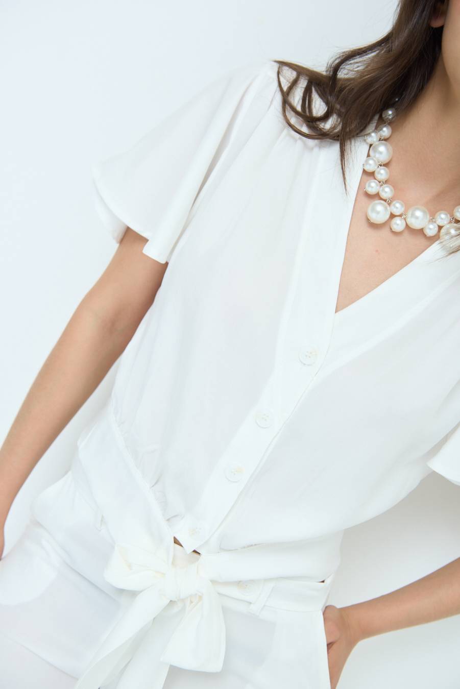 Kikisix CAMICIA SCOLLO AMPIO BIANCO Latest fashion