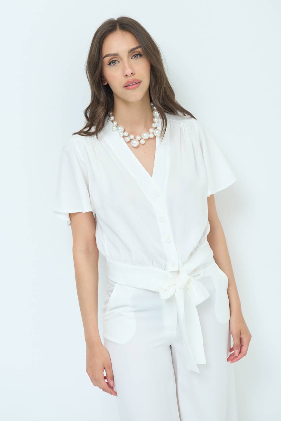 Kikisix CAMICIA SCOLLO AMPIO BIANCO Latest fashion