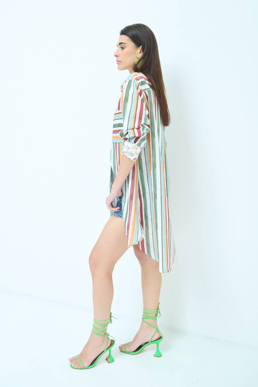 Kikisix CAMICIONE INSERTO RIGA. FANTASIA PESCE VERDE/OCRA Online Outlet