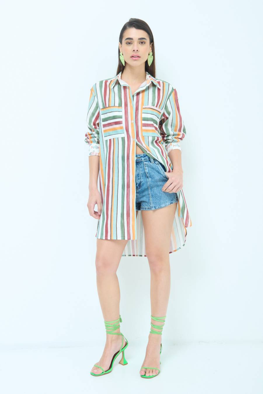Kikisix CAMICIONE INSERTO RIGA. FANTASIA PESCE VERDE/OCRA Online Outlet