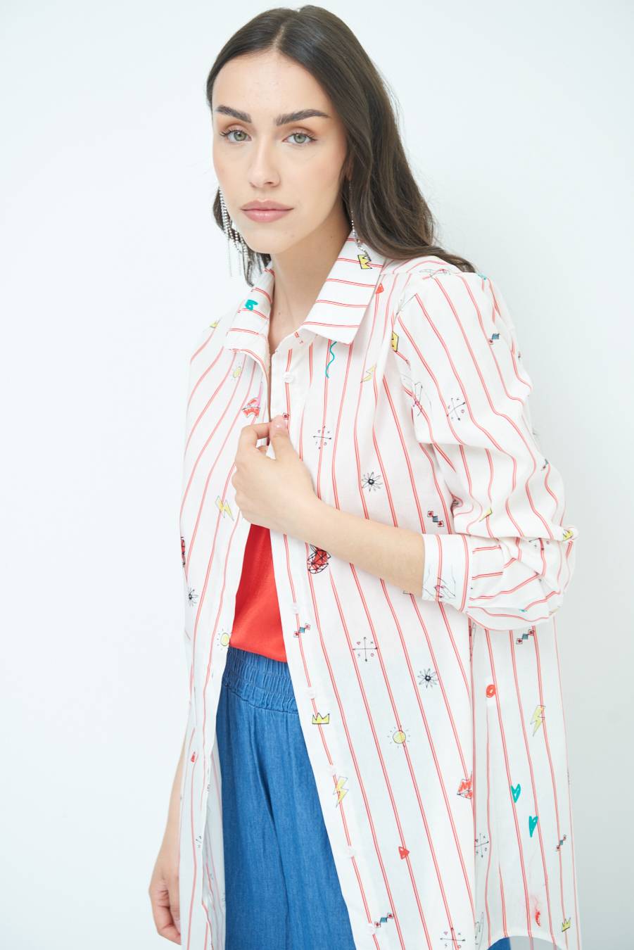 Kikisix CAMICIA ABITO FANTASIA ROSSO/BURRO Offerte esclusive