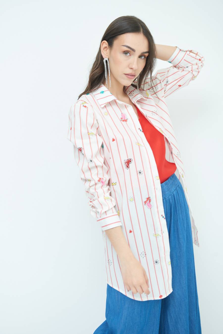 Kikisix CAMICIA ABITO FANTASIA ROSSO/BURRO Offerte esclusive
