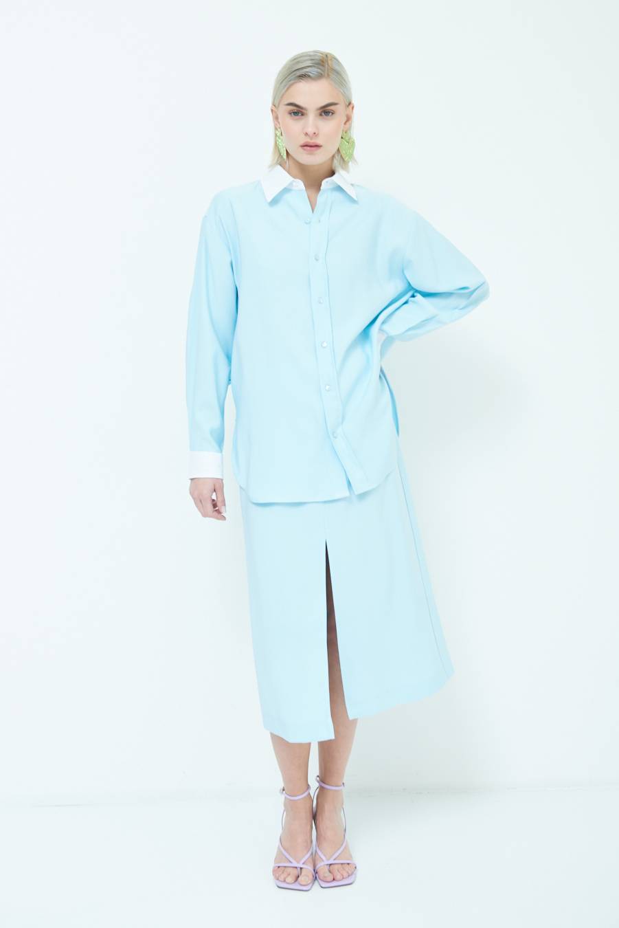 Kikisix CAMICIA COLLETTO B.CO CELESTE Comprane uno, ottenene uno gratis