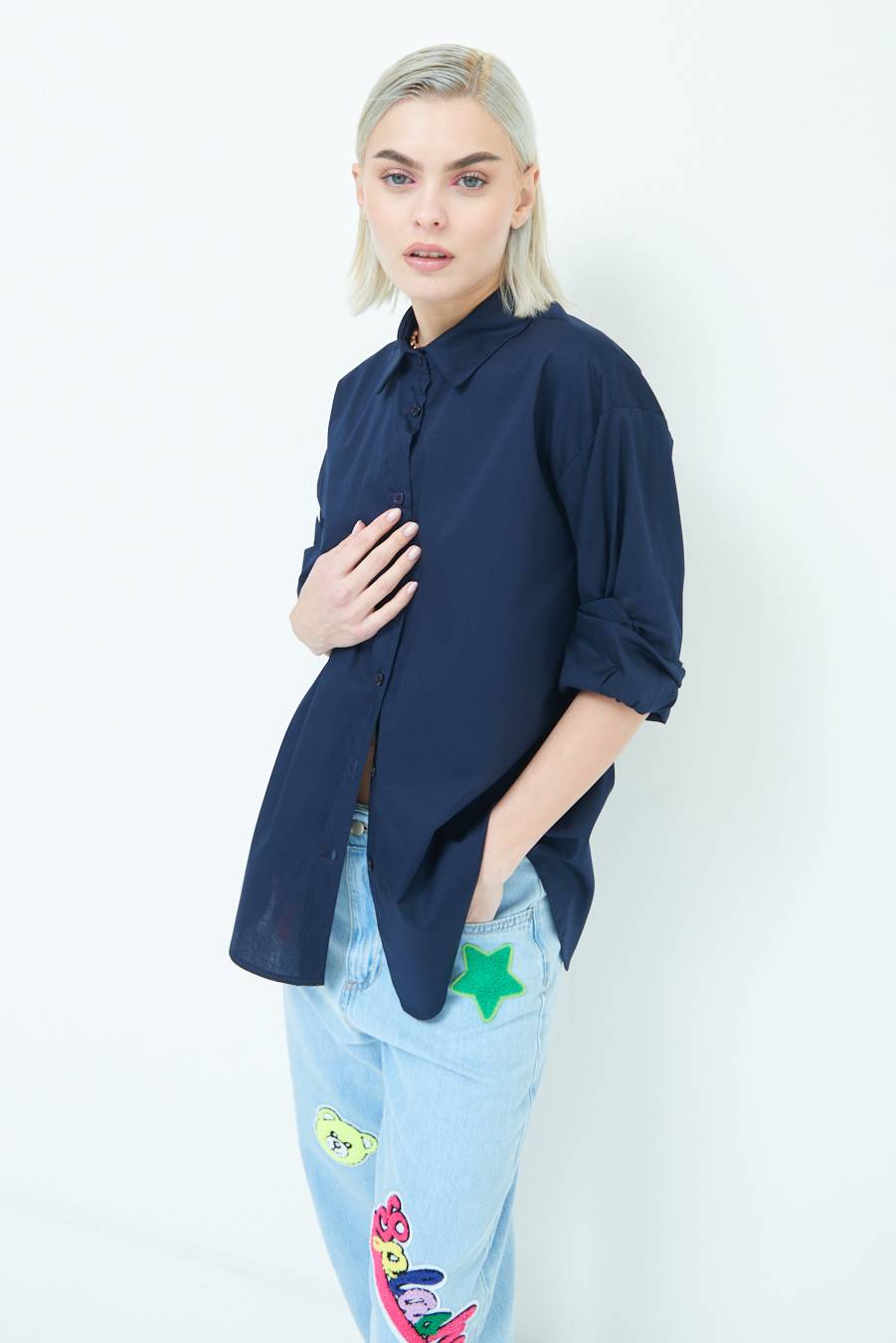 Kikisix CAMICIA MANICA AMPIA BLU Offerte speciali