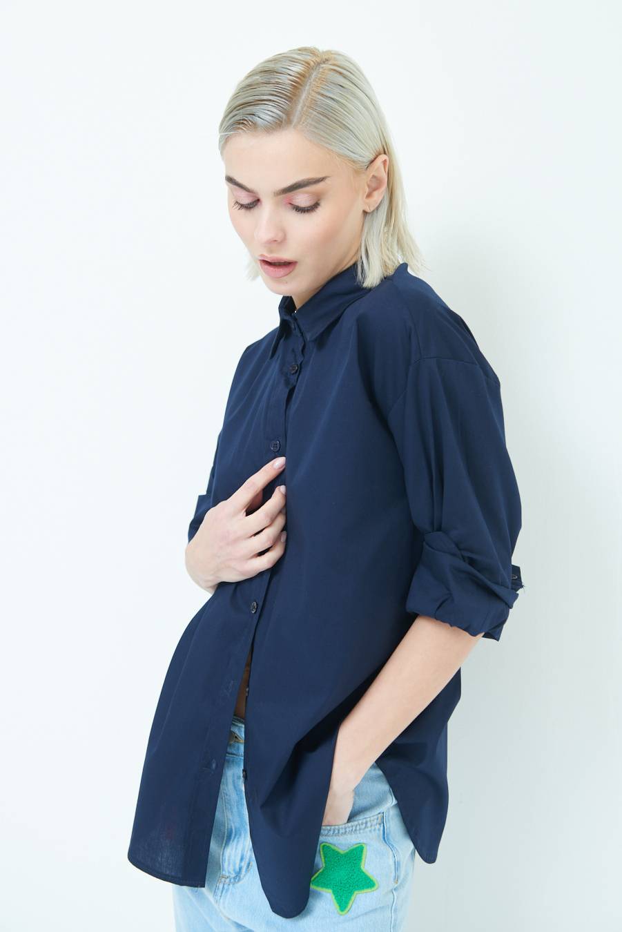Kikisix CAMICIA MANICA AMPIA BLU Offerte speciali