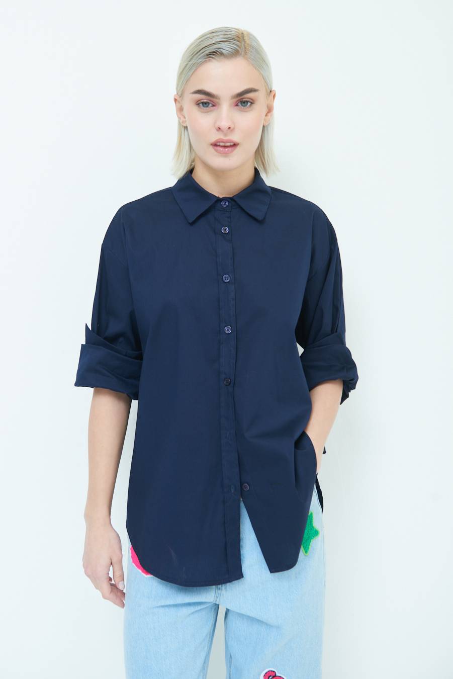 Kikisix CAMICIA MANICA AMPIA BLU Offerte speciali