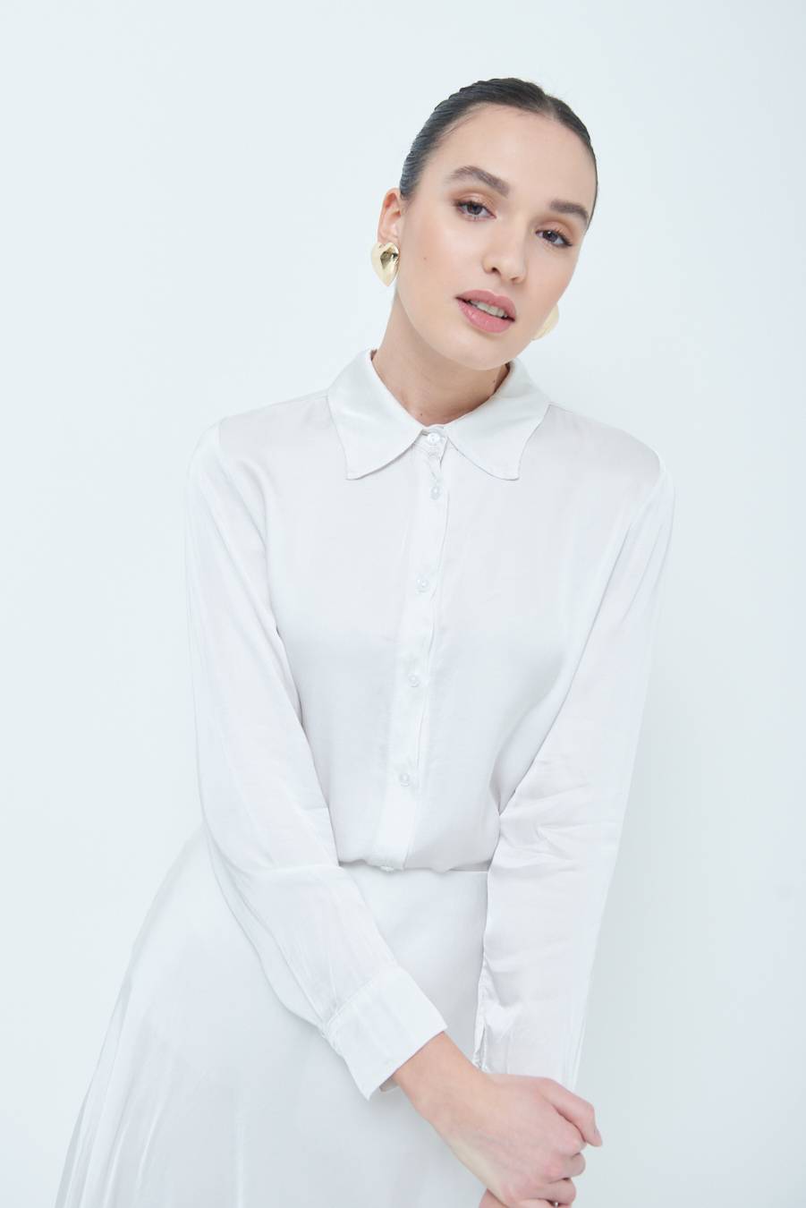 Kikisix CAMICIA RASO VISCOSA BEIGE Sconti VIP