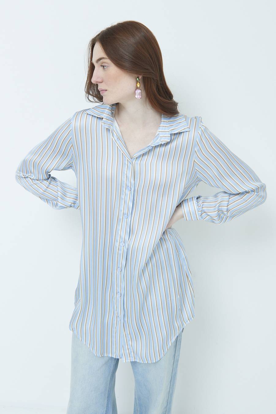 Kikisix CAMICIA LUNGA RIG. CELESTE Rilascio limitato