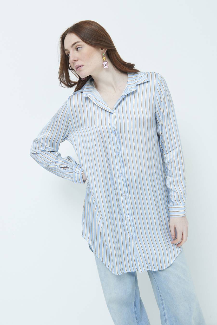 Kikisix CAMICIA LUNGA RIG. CELESTE Rilascio limitato