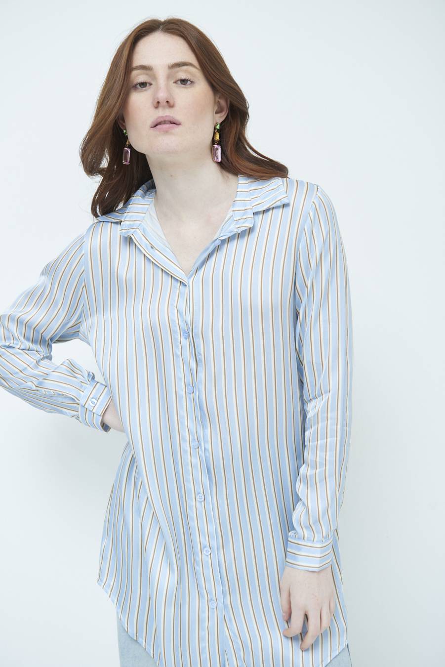 Kikisix CAMICIA LUNGA RIG. CELESTE Rilascio limitato