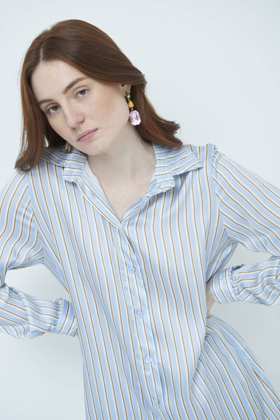 Kikisix CAMICIA LUNGA RIG. CELESTE Rilascio limitato