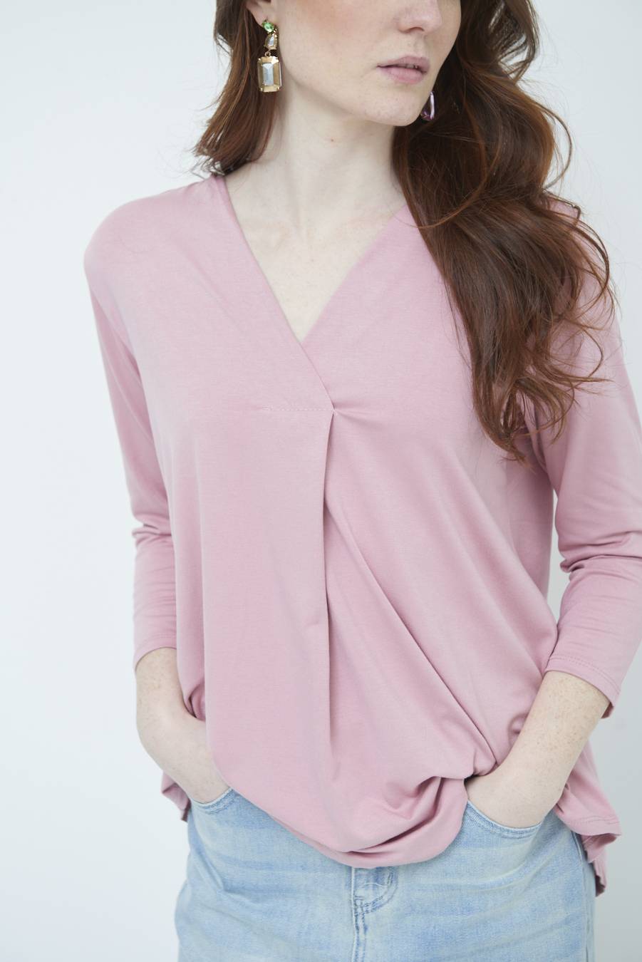 Kikisix MAGLIA V PIEG.DAVANTI ROSA Super sconto