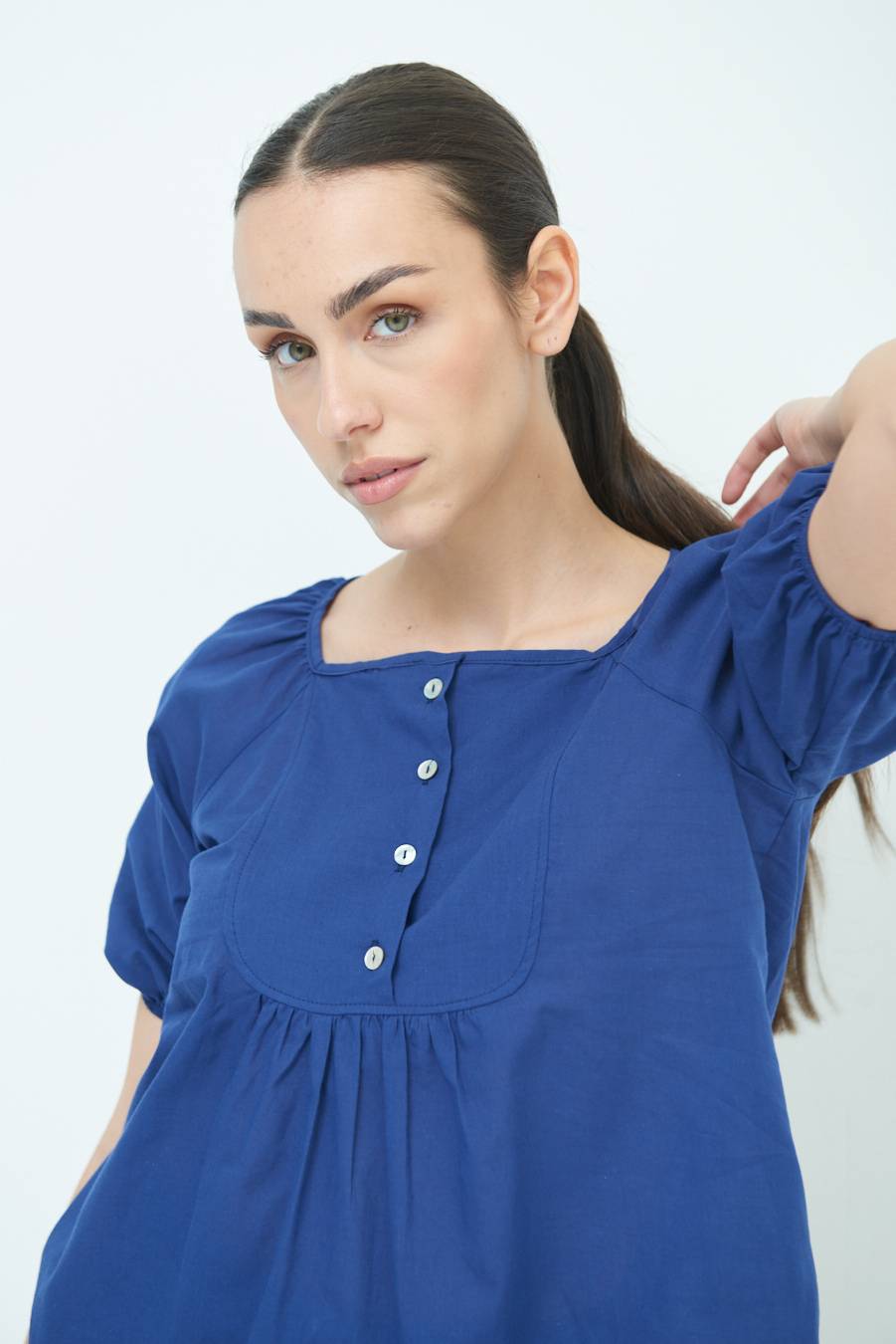 Kikisix CAMICIA CON BOTTONCINI DAV. COTONE BLU Officina