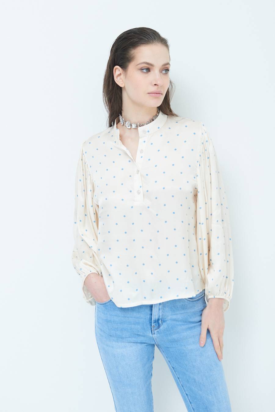 Kikisix CASACCA POIS RASO AZZURRO In vendita