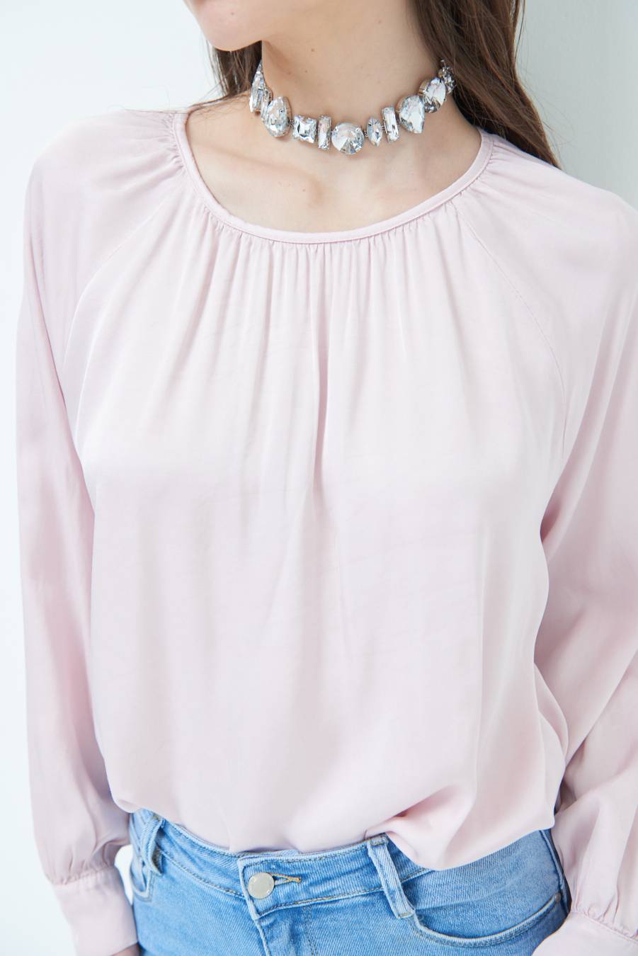 Kikisix CASACCA RASO VISCOSA INCRESPATA COLLO ROSA Sconti questo mese