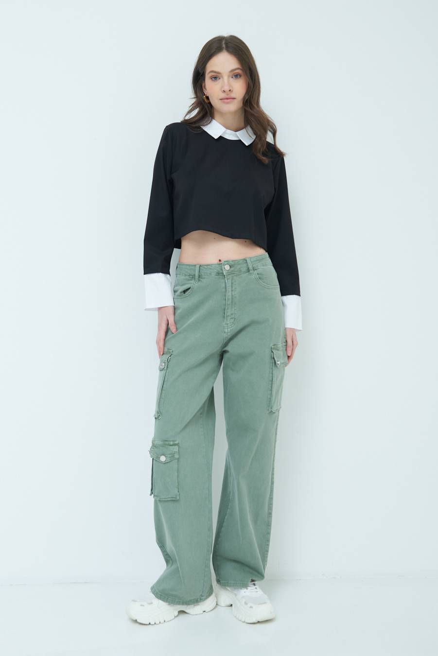 Kikisix CASACCA FINTA CAMICIA BIANCO/NERO Qualità