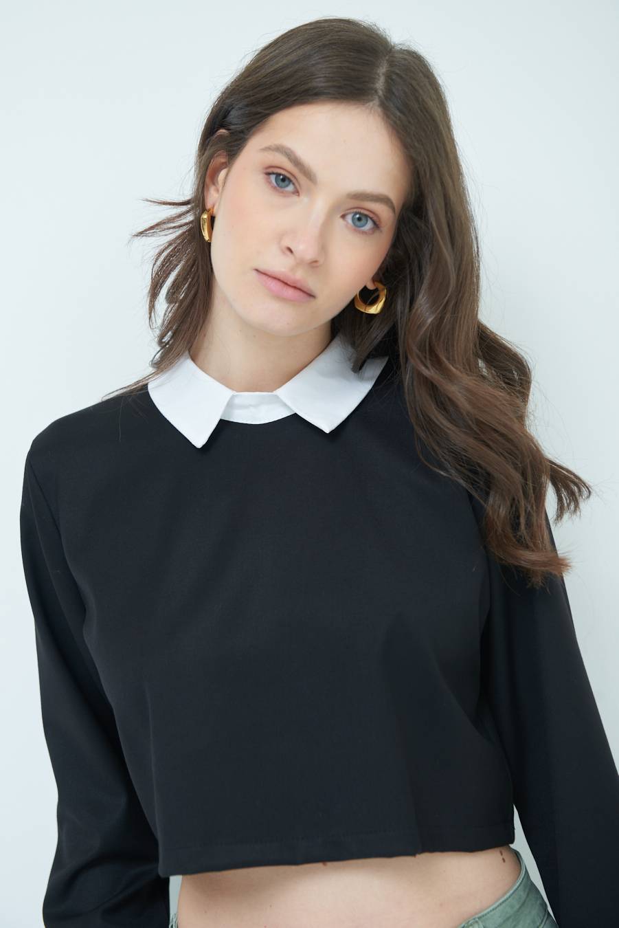 Kikisix CASACCA FINTA CAMICIA BIANCO/NERO Qualità
